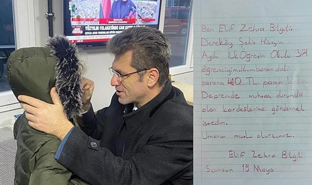 Minik Elif Zehra, Kumbarasında Biriktirdiği 410 Lirayı Depremzedelere Gönderdi