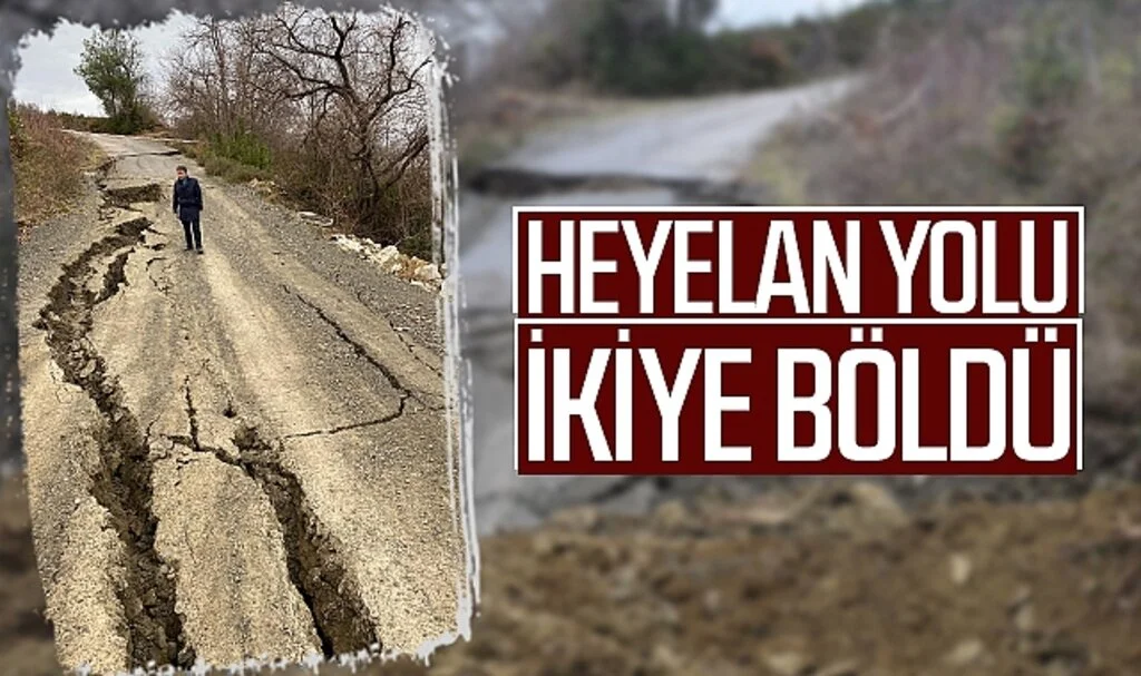 Samsun'da Heyelan Yolu İkiye Böldü 