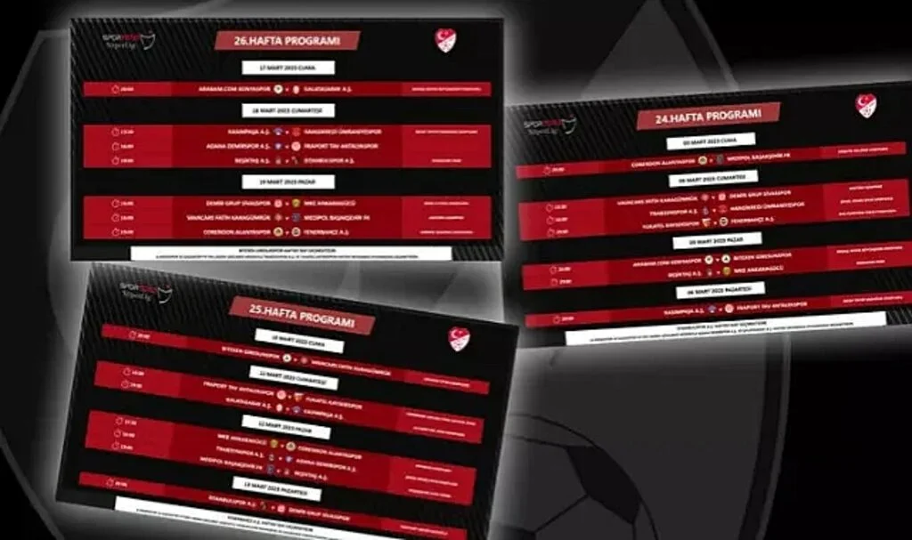 SON DAKİKA: TFF resmen açıkladı! İşte 24, 25 ve 26. hafta maç programı ve ertelenen maçların tarihleri!
