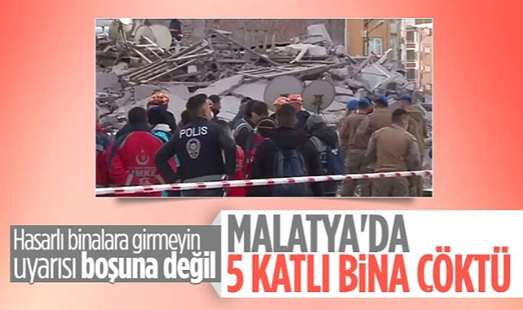 Deprem Bölgesi Malatya'da 5 Katlı Bina Çöktü