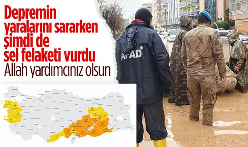 Deprem Bölgesinde Şiddetli Yağmur Sele Neden Oldu! Adıyaman, Hatay, Şanlıurfa..
