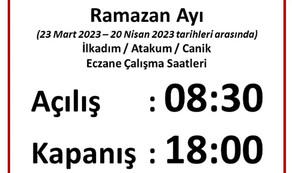 Samsun'da eczanelerin çalışma saatleri değişti