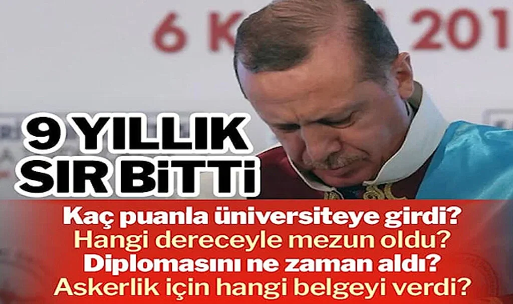 Erdoğan’ın Mezuniyet Belgeleri 9 Yıl Sonra Ortaya Çıktı