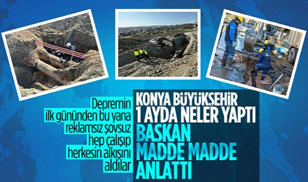 Konya Büyükşehir Belediyesi, Deprem Bölgesindeki Çalışmalarını Sürdürüyor