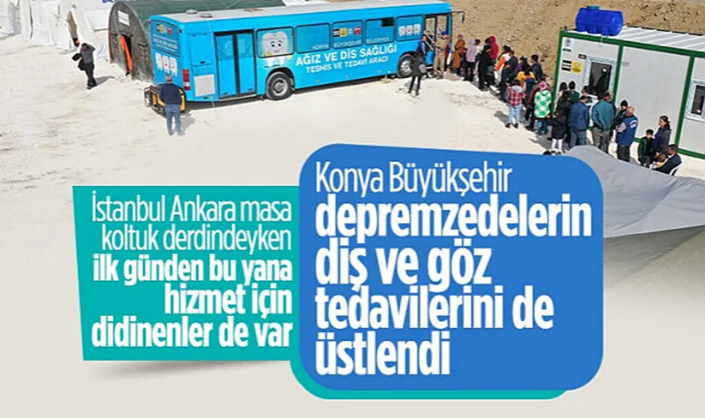 Konya Büyükşehir Belediyesi Depremzedelere Derman Oluyor! Mobil Göz ve Diş Araçları Kuruldu