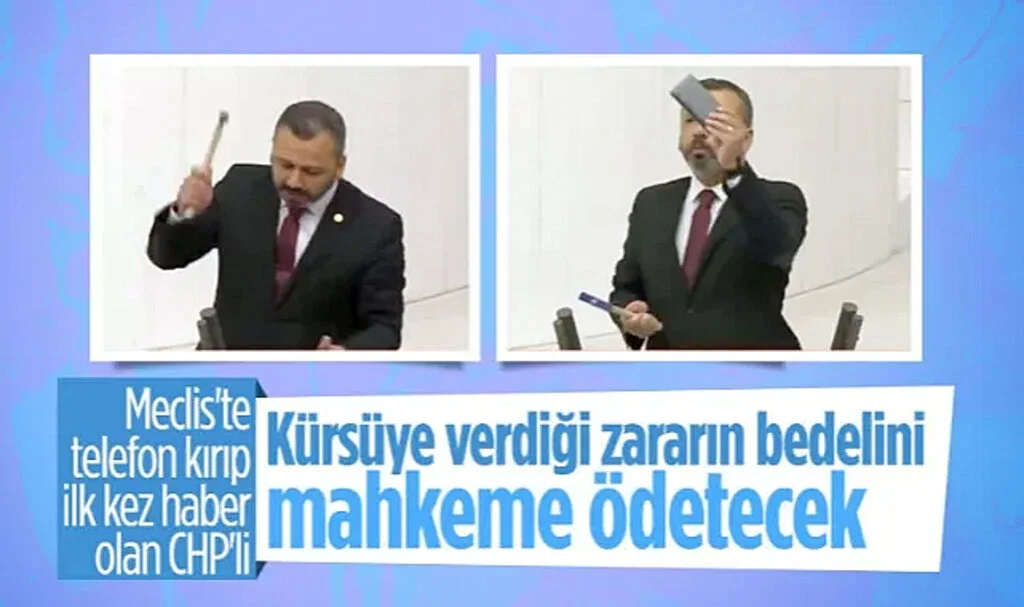 Meclis'te Çekiçle Cep Telefonunu Kıran CHP'li Burak Erbay'a 10 Bin Liralık Dava Açıldı
