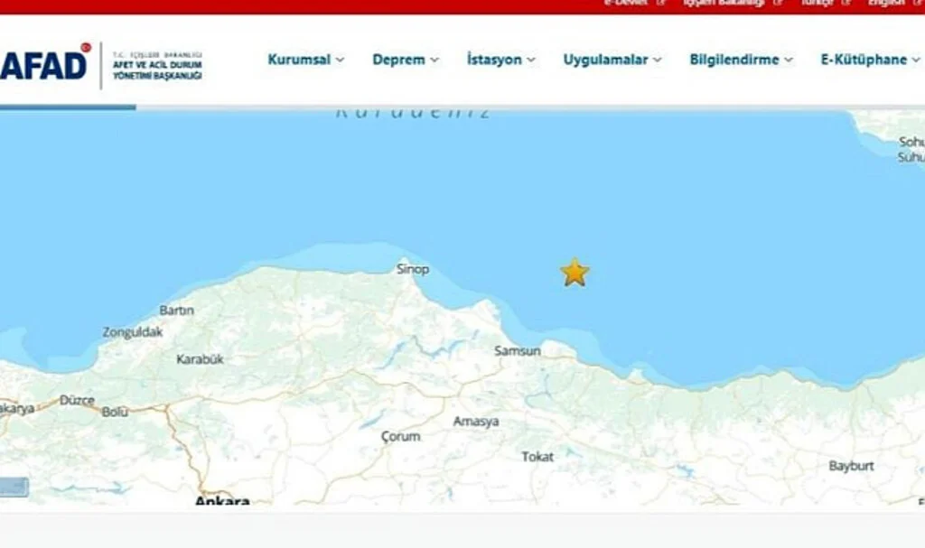 Samsun Açıklarında 4 Büyüklüğünde Deprem