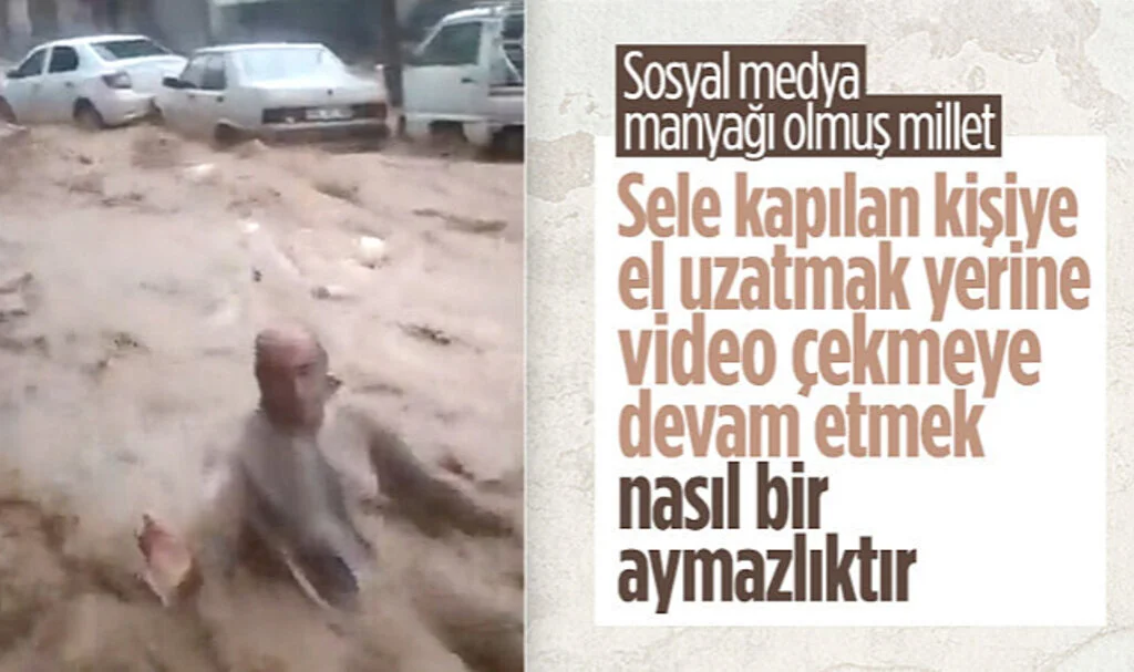 Şanlıurfa'da Sel Sularına Kapılan Vatandaşı Kurtarmak Yerine O Anları Kaydetti