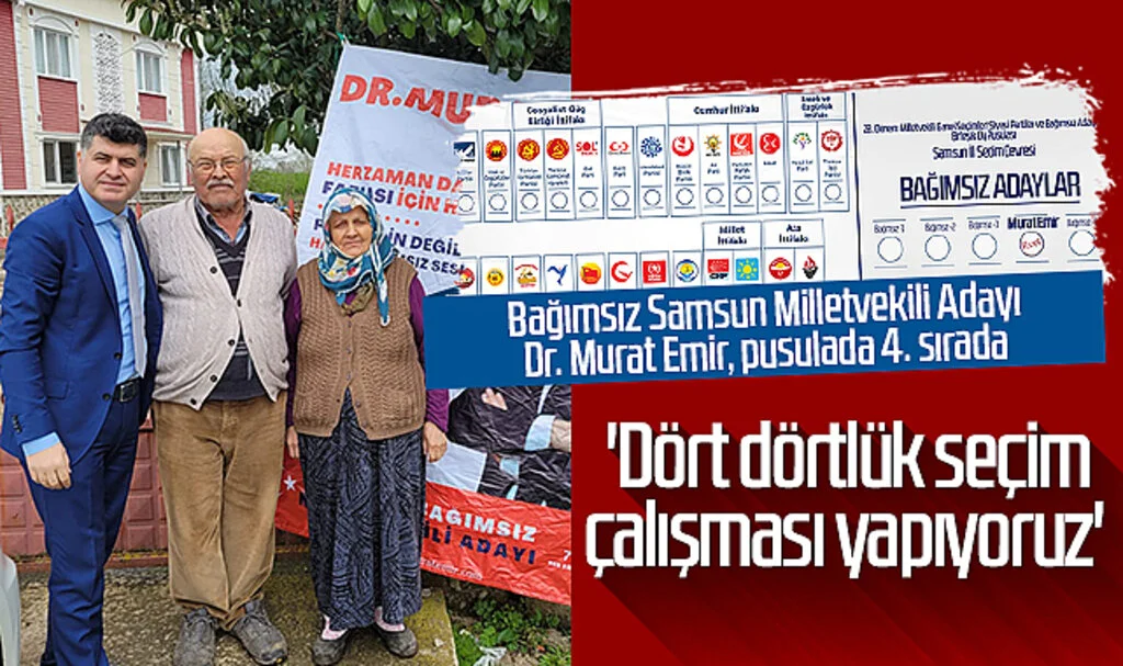 Bağımsız Samsun Milletvekili Adayı Dr. Murat Emir, pusulada 4. sırada