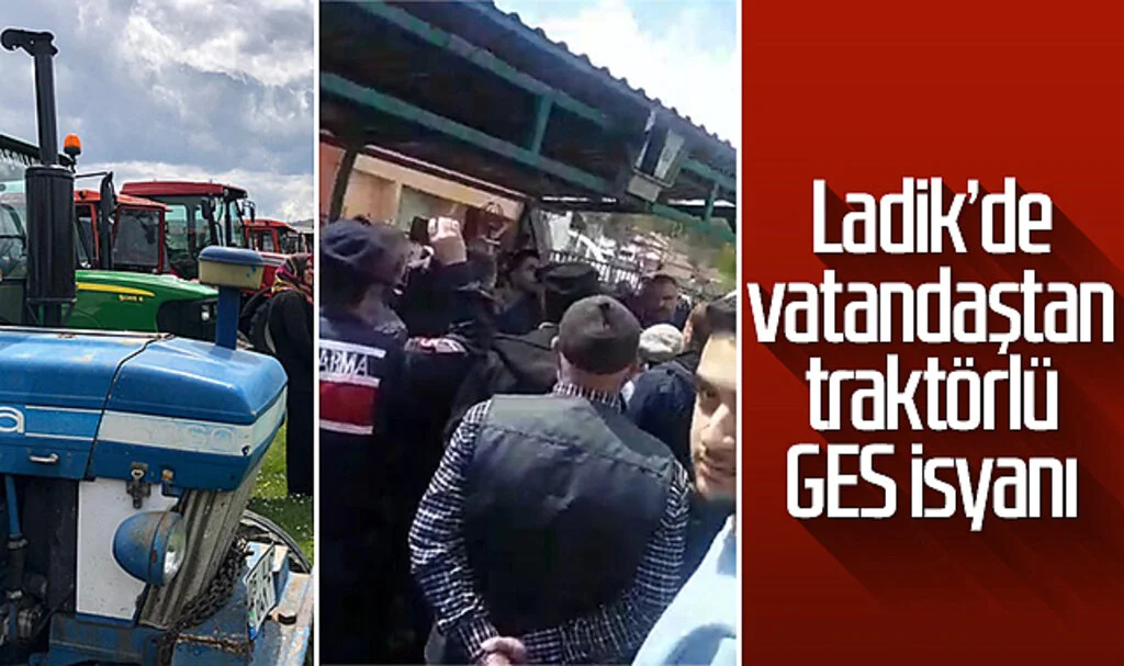 Ladik'de vatandaştan traktörlü GES isyanı