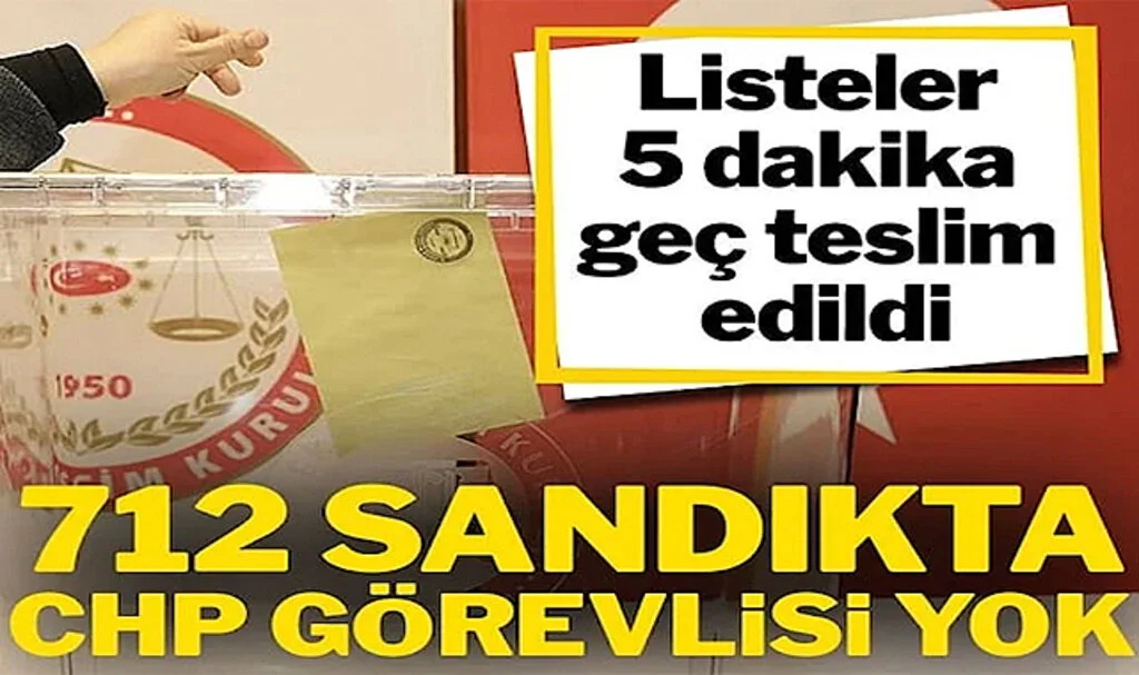 Listeler 5 Dakika Geç Teslim Edildi, 712 Sandıkta CHP Görevlisi Yok