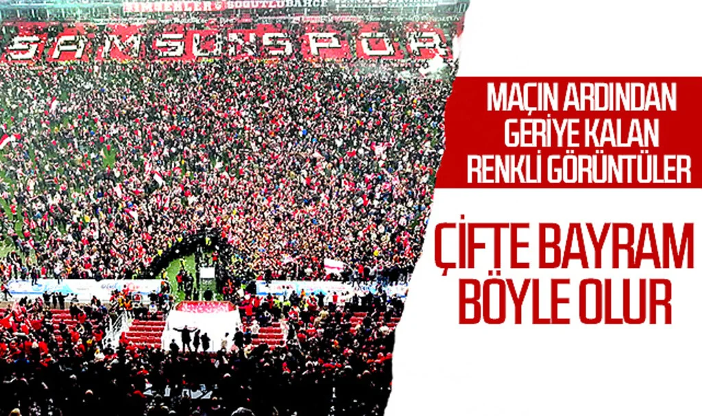 Samsun'da çifte bayram! Maçın ardından geriye kalan renkli görüntüler...