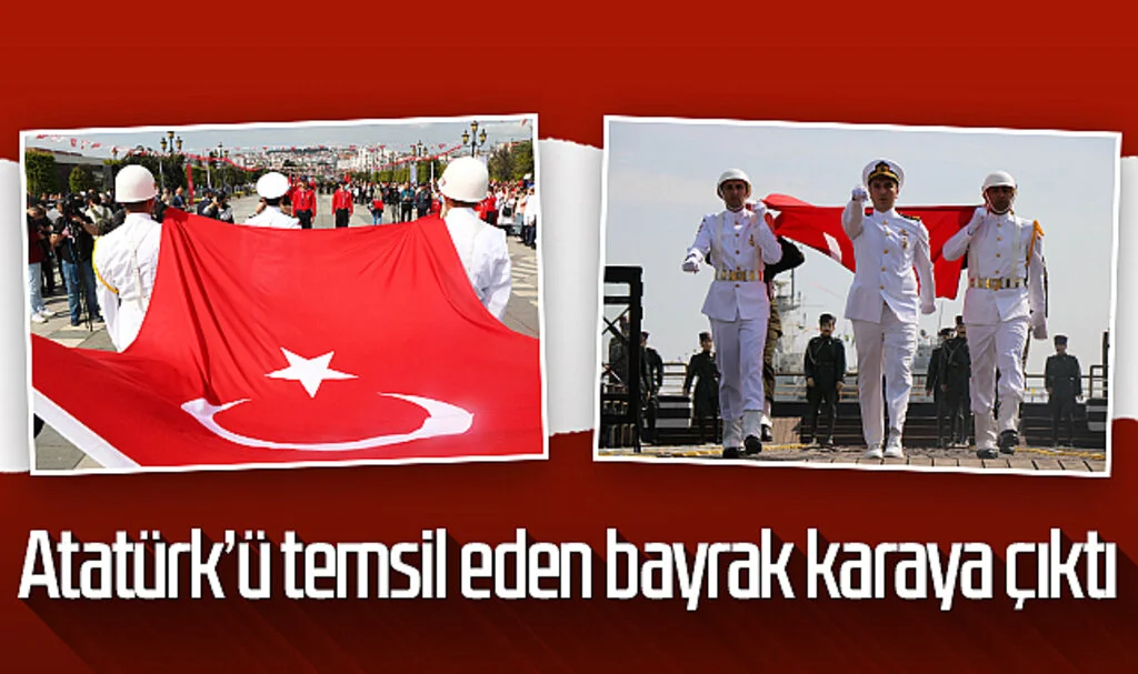 Atatürk'ü temsil eden bayrak karaya çıktı