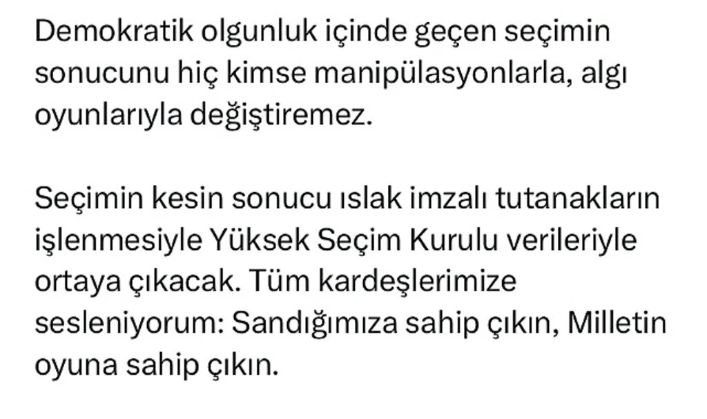 Davutoğlu: "Tüm Kardeşlerime Sesleniyorum, Sandığımıza Sahip Çıkın, Kazanacağız"