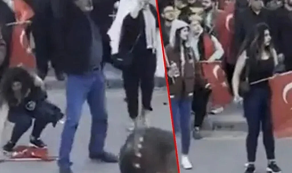 Genç Kız, Türk Bayrağı’nı Yerde Bırakmadı
