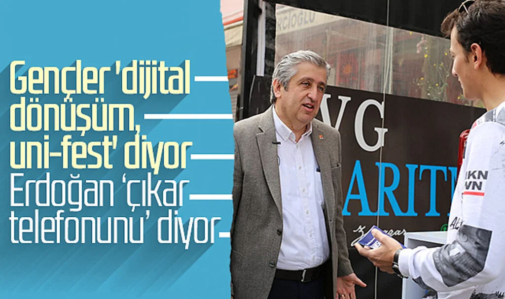 Gençler 'dijital dönüşüm, uni-fest' diyor Erdoğan ‘çıkar telefonunu’ diyor