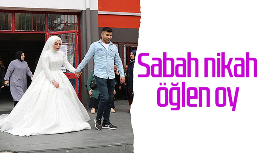 Samsun'da gelinlikle oy kullandılar