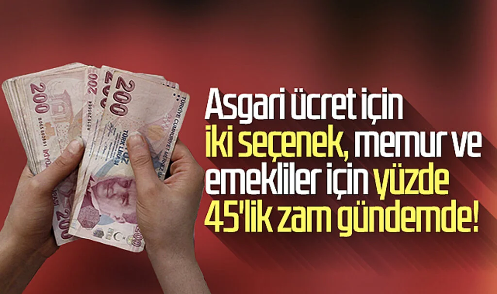 Asgari ücret için iki seçenek, memur ve emekliler için yüzde 45'lik zam gündemde!