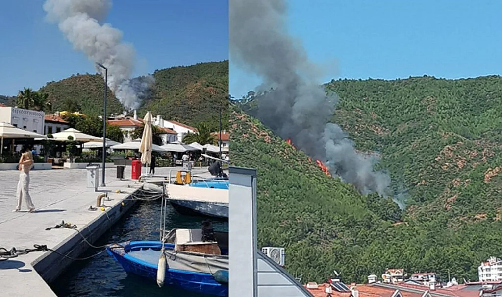 Kaş ve Marmaris’te Orman Yangını! Havadan Müdahale Ediliyor