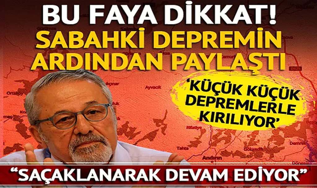 'Saçaklanarak Devam Ediyor' Bu Faya Dikkat! Sabahki Depremin Ardından Naci Görür Haritayla Paylaştı 'Küçük Depremlerle Kırılıyor'