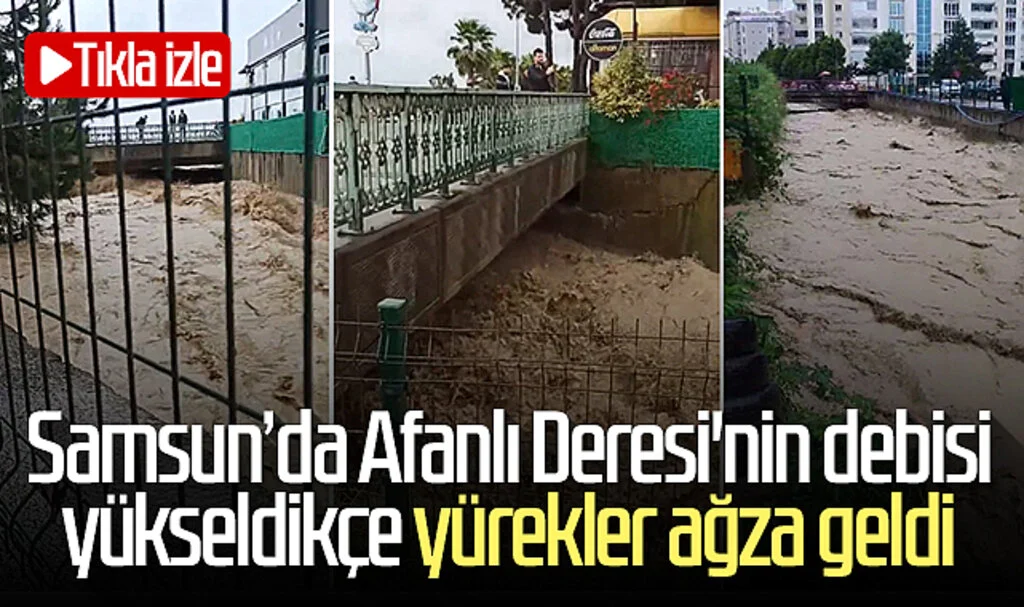 Samsun'da Afanlı Deresi'nin debisi yükseldikçe yürekler ağza geldi! Tıkla izle...