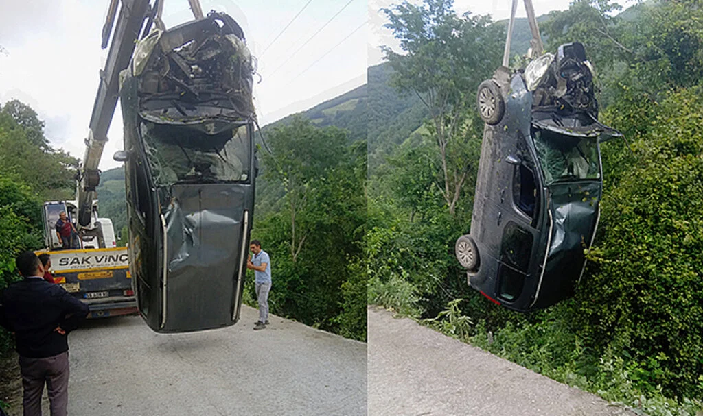 Samsun'da Dereye Yuvarlanan Otomobildeki 3 Kişi Yaralandı