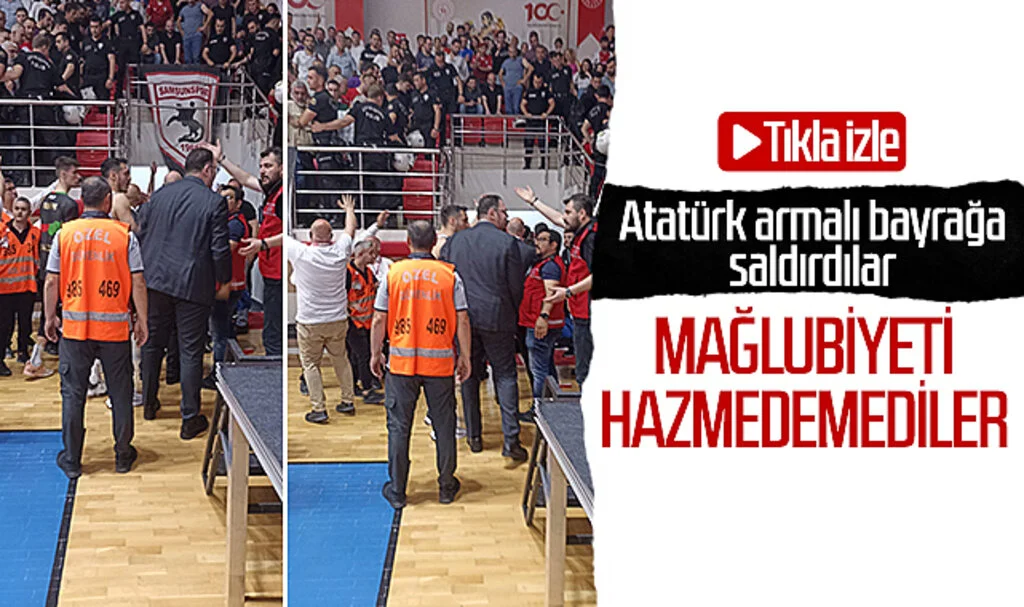Semt 77 Yalovaspor mağlubiyeti hazmedemedi! Atatürk armalı bayrağa saldırdılar... Tıkla izle
