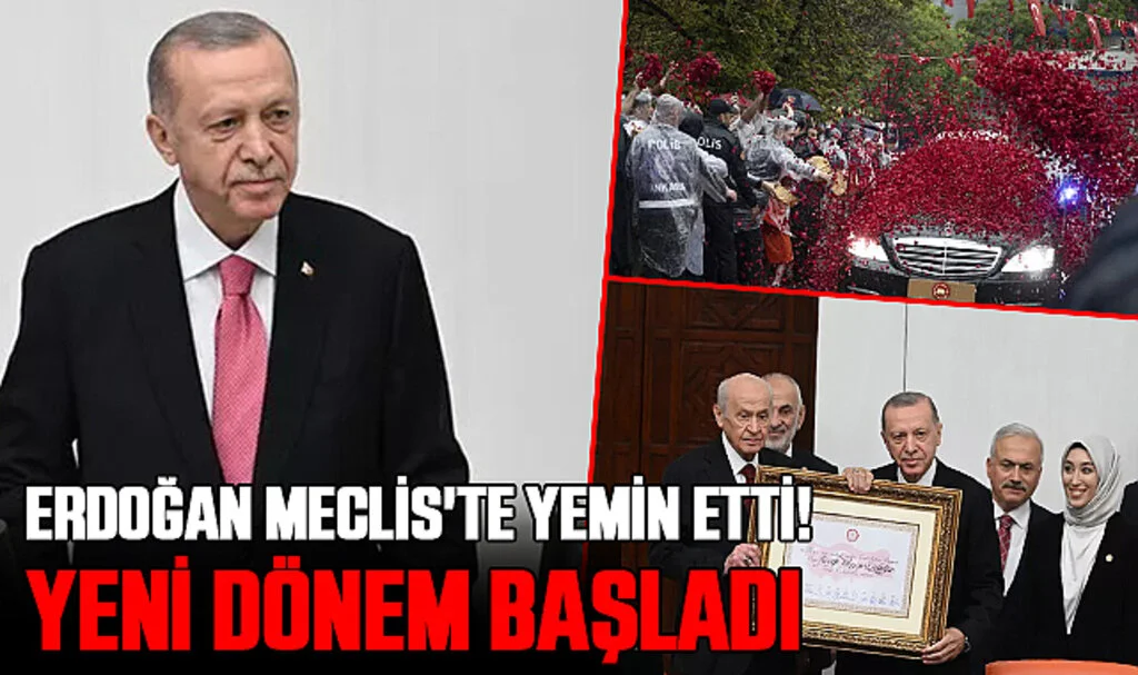 Erdoğan Meclis'te Yemin Etti! Yeni Dönem Başladı... Mazbatasını TBMM Geçici Başkanı Bahçeli'den Aldı