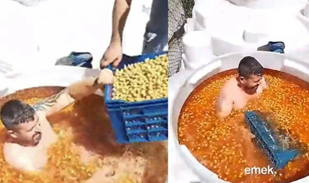 Görüntüler sosyal medyada tepki toplamıştı... Çıplak halde zeytin tankının içine giren kişi tutuklandı!