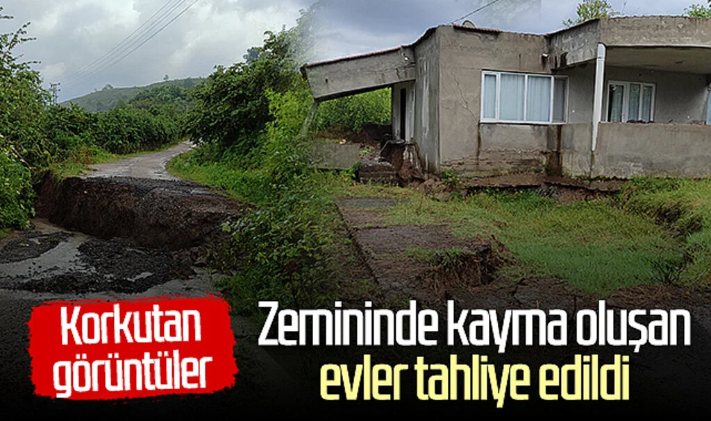 Korkutan görüntüler! Samsun'da zemininde kayma oluşan evler tahliye edildi