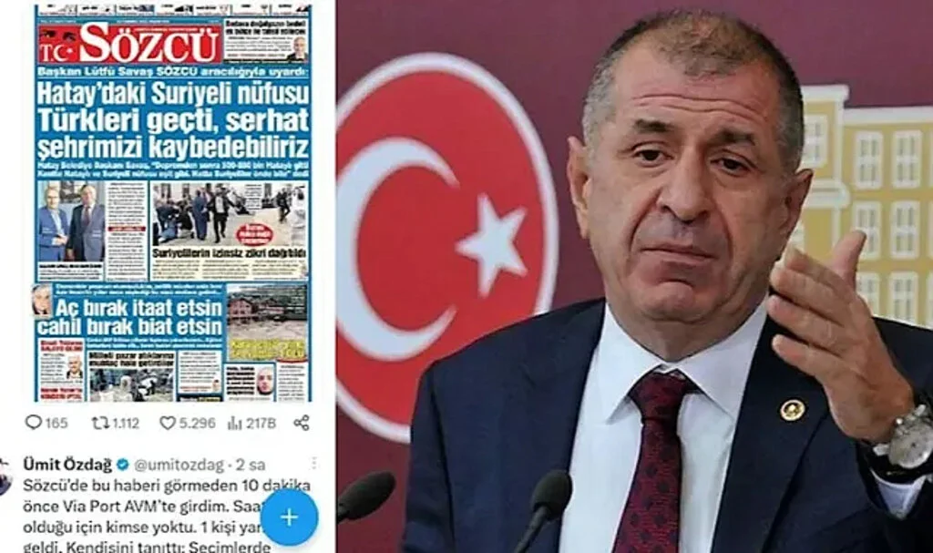 Özdağ’dan Çok Konuşulacak İddia! SÖZCÜ’nün Manşetiyle Paylaştı