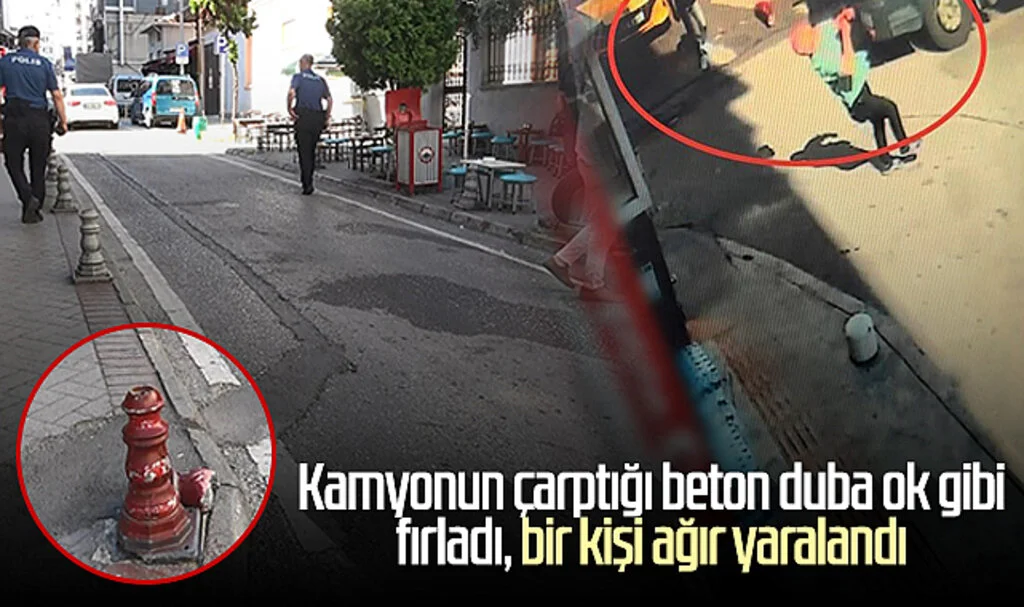Samsun'da kamyonun çarptığı beton duba ok gibi fırladı, bir kişi ağır yaralandı