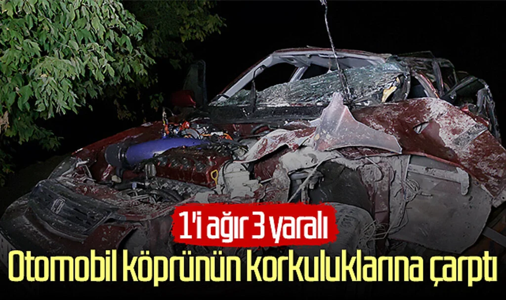 Samsun'da otomobil köprünün korkuluklarına çarptı: 1'i ağır 3 yaralı