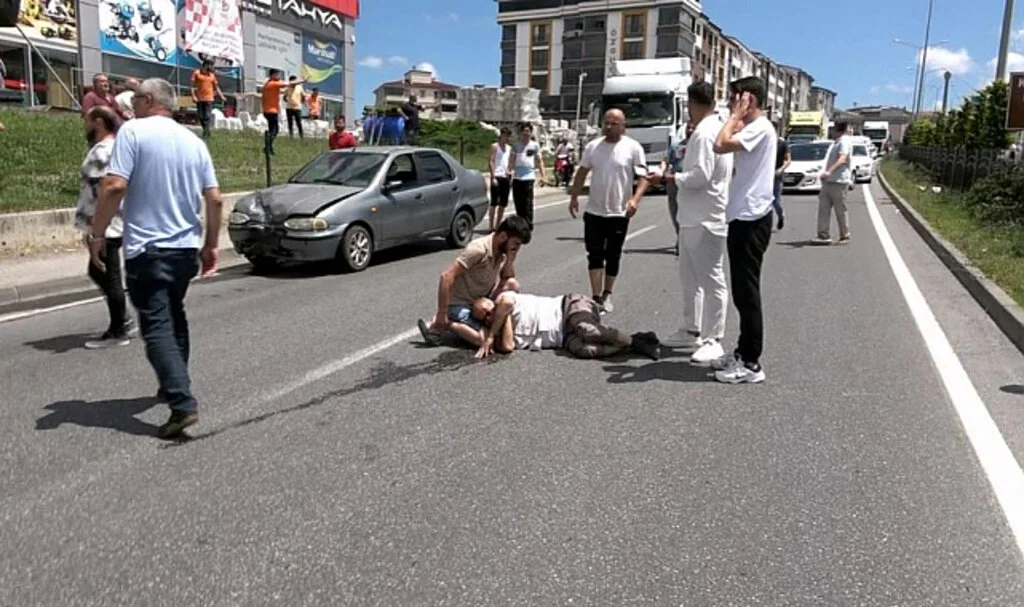 Samsun’da Otomobilin Çarptığı Motosiklet Sürücüsü Ağır Yaralandı