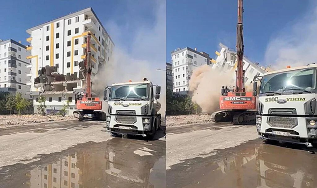 Diyarbakır'da Ağır Hasarlı Bina Yıkım Sırasında Aniden Çöktü