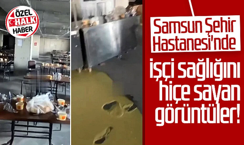Samsun Şehir Hastanesi'nde işçi sağlığını hiçe sayan görüntüler!