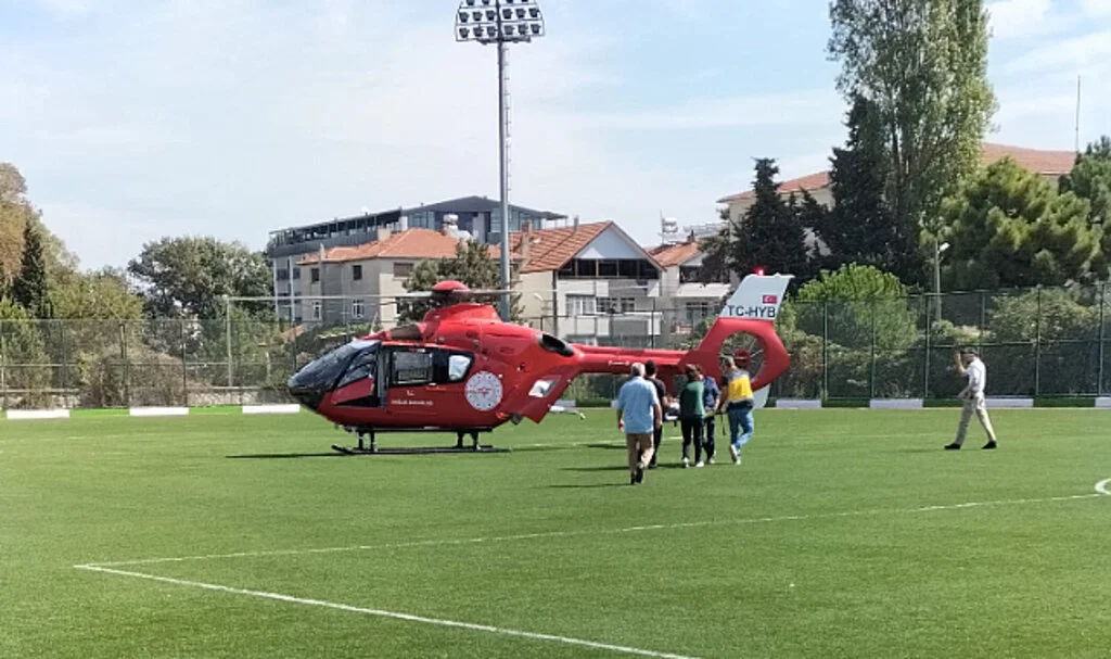 Alaçam'da Kalp Krizi Geçiren Hasta Ambulans Helikopterle Hastaneye Kaldırıldı