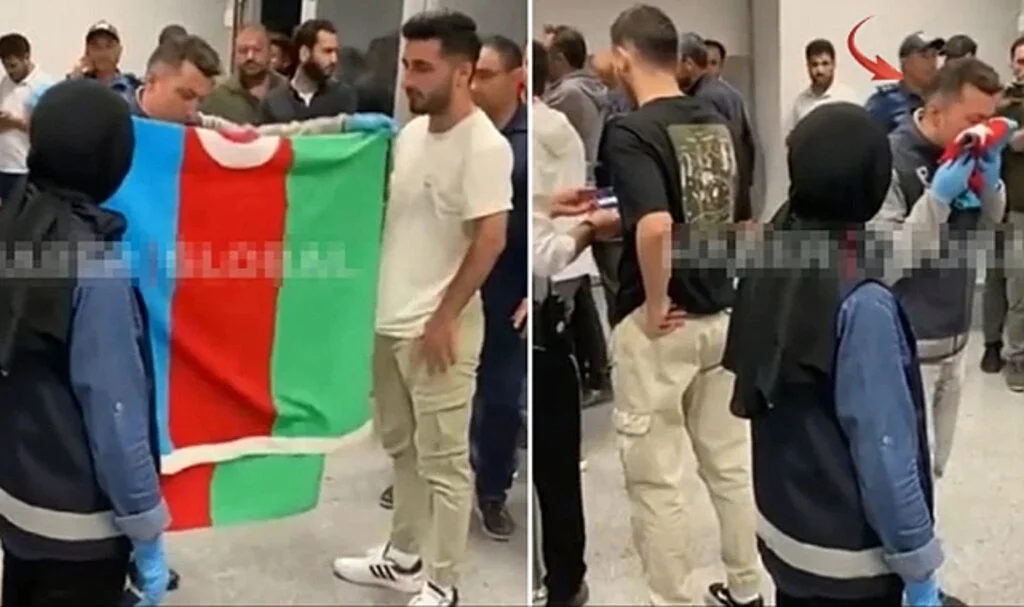 Azerbaycan Bayrağını Öpen Polis Takdir Topladı