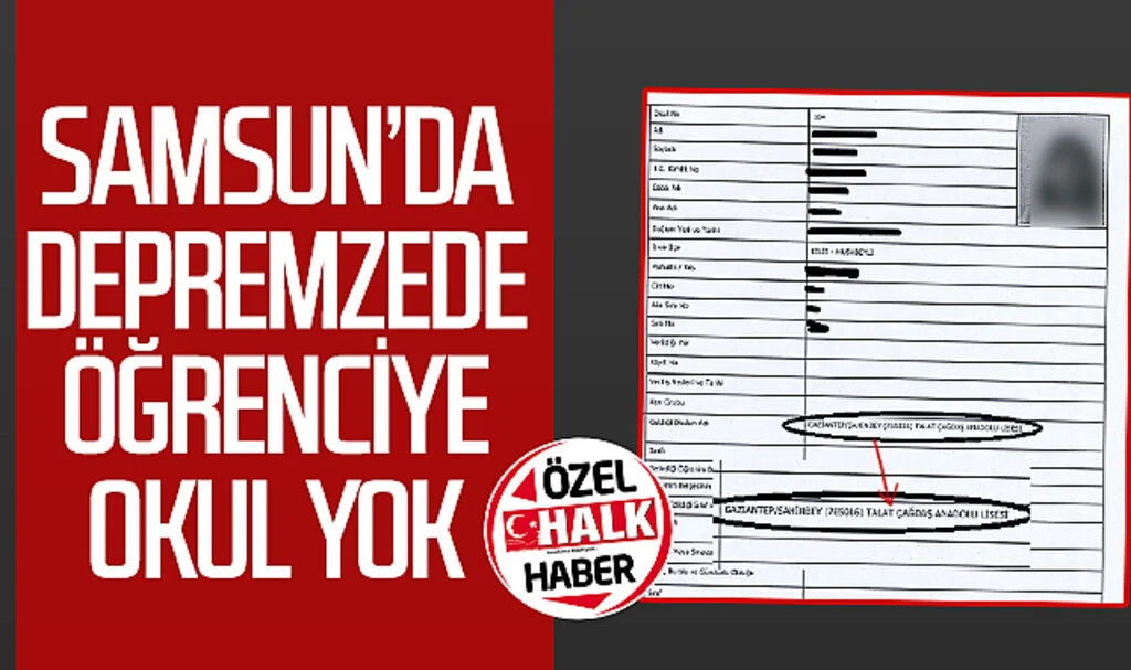 Samsun'da depremzede öğrenciye okul yok