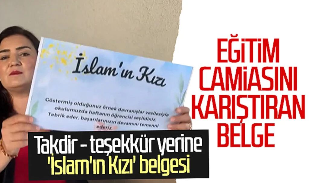 Samsun'da eğitim camiasını karıştıran belge! Takdir - teşekkür yerine 'İslam'ın Kızı' belgesi