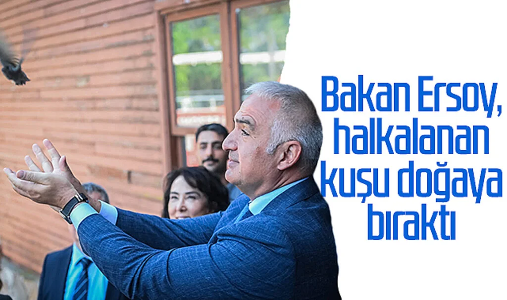 Turizm Bakanı Mehmet Nuri Ersoy, Samsun'da halkalanan kuşu doğaya bıraktı