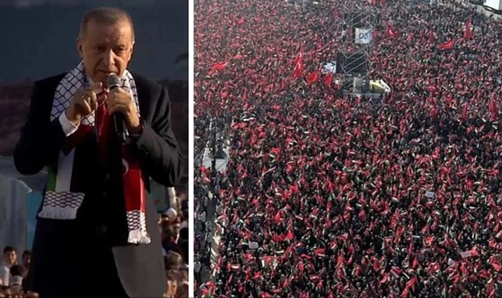 Büyük Filistin mitinginde; Mehmetçik Gazze'ye Sloganları Cumhurbaşkanı Erdoğan: "Bir Gece Ansızın..."