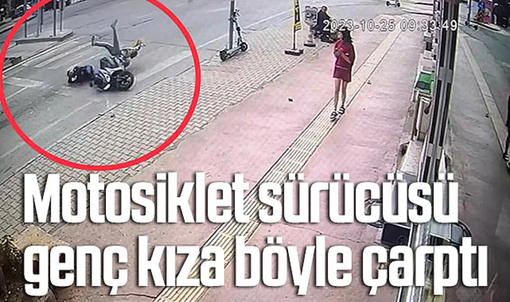 Samsun'da Ters yönden gelen motosiklet sürücüsü genç kıza böyle çarptı