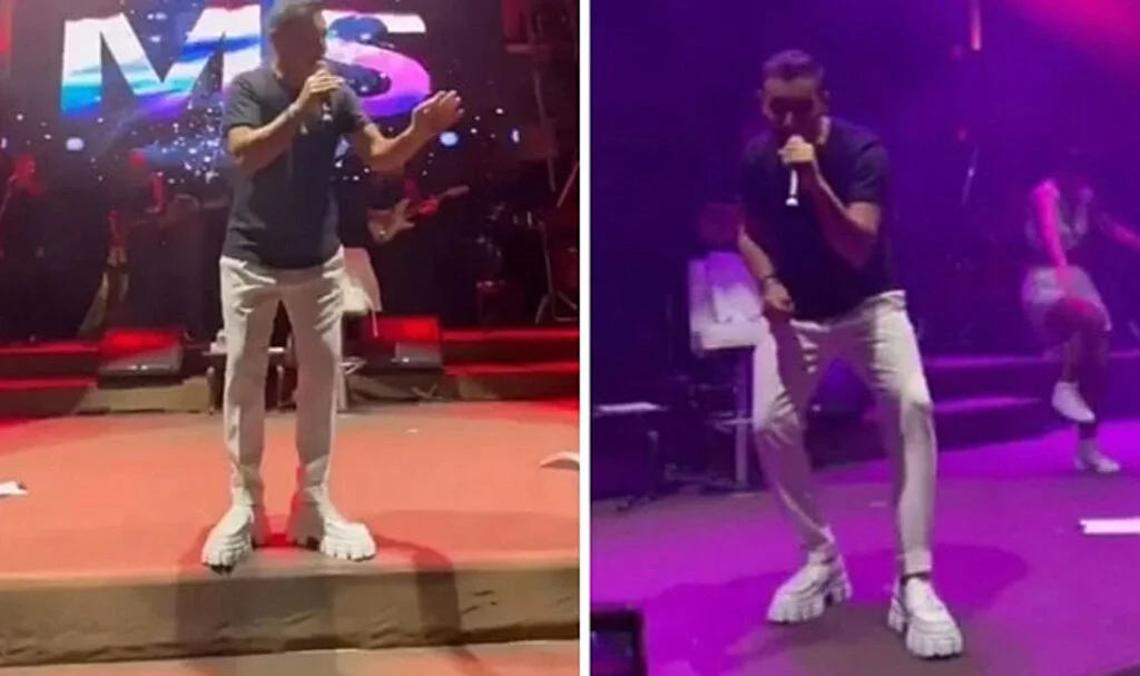 Topuklu spor ayakkabı modasına uyan Mustafa Sandal alay konusu oldu