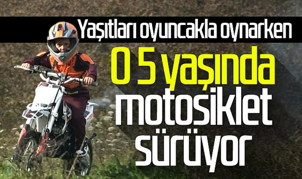 Yaşıtları oyuncakla oynarken, Samsunlu minik Ömer Ali 5 yaşında motosiklet sürüyor