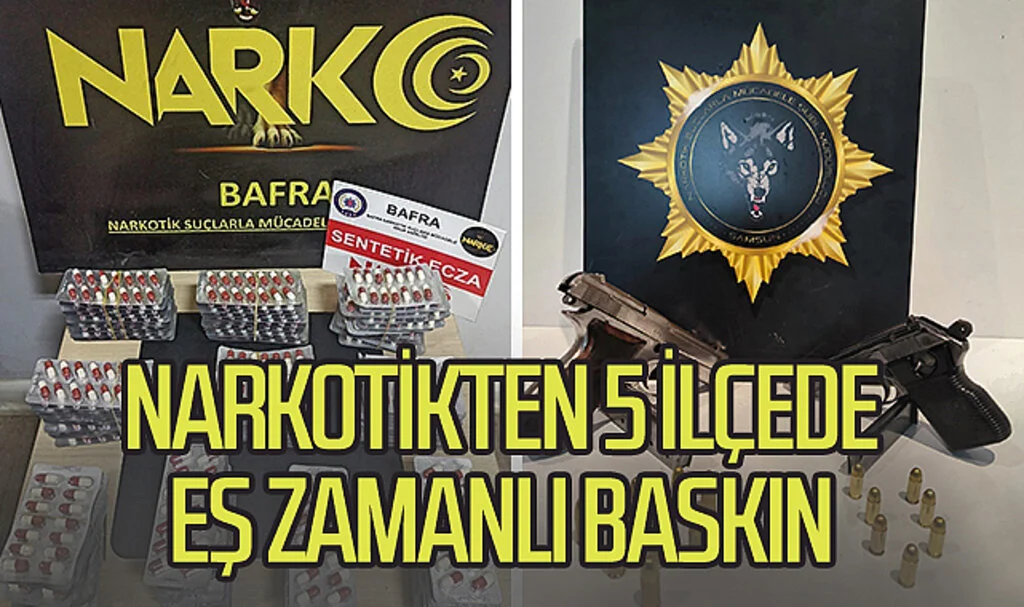 Samsun'da 5 ilçede eş zamanlı narkotik uygulaması: 28 kişi yakalandı