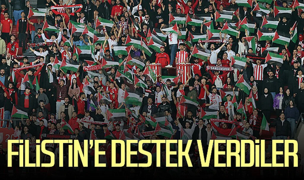 Samsunspor tribünlerinden Filistin’e destek