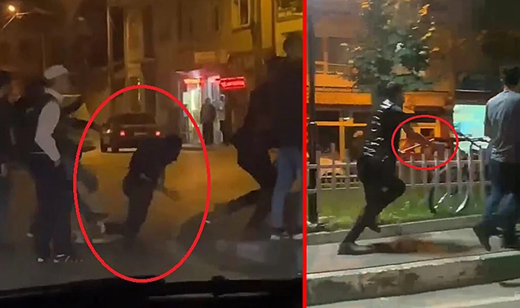 Sokağı boks ringine çevirdiler: Tekme ve sopalar havada uçuştu