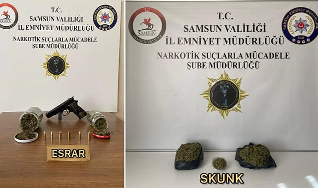 Samsun'da uyuşturucu madde ve ruhsatsız tabanca ele geçirildi