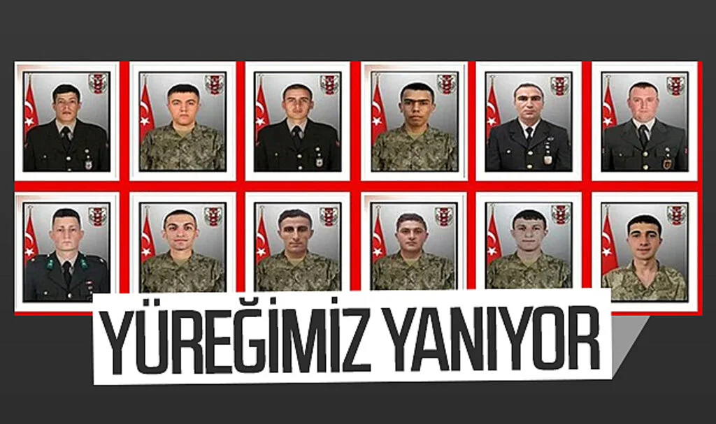 Yüreğimiz yanıyor! 12 şehit Türkiye'yi yasa boğdu
